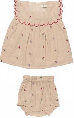 NEW EARLY SUNDAY girl's dolly dress with bloomers set in beige